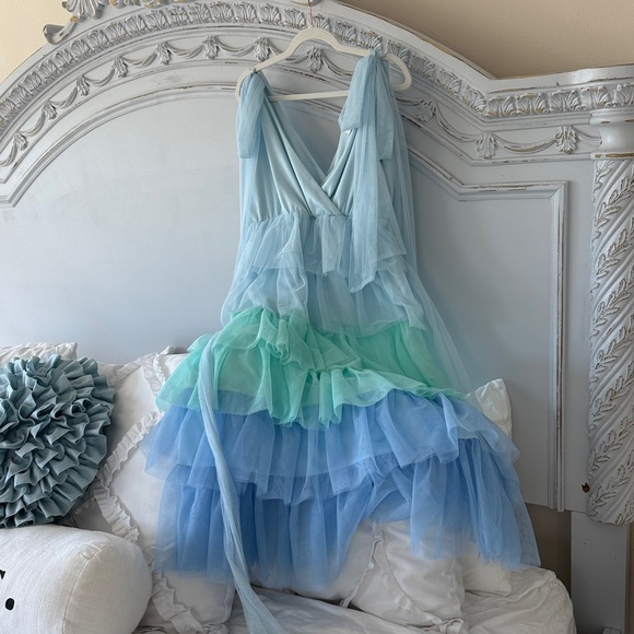 Aura Hombre Tulle Blue Dress - Picture 3 of 3
